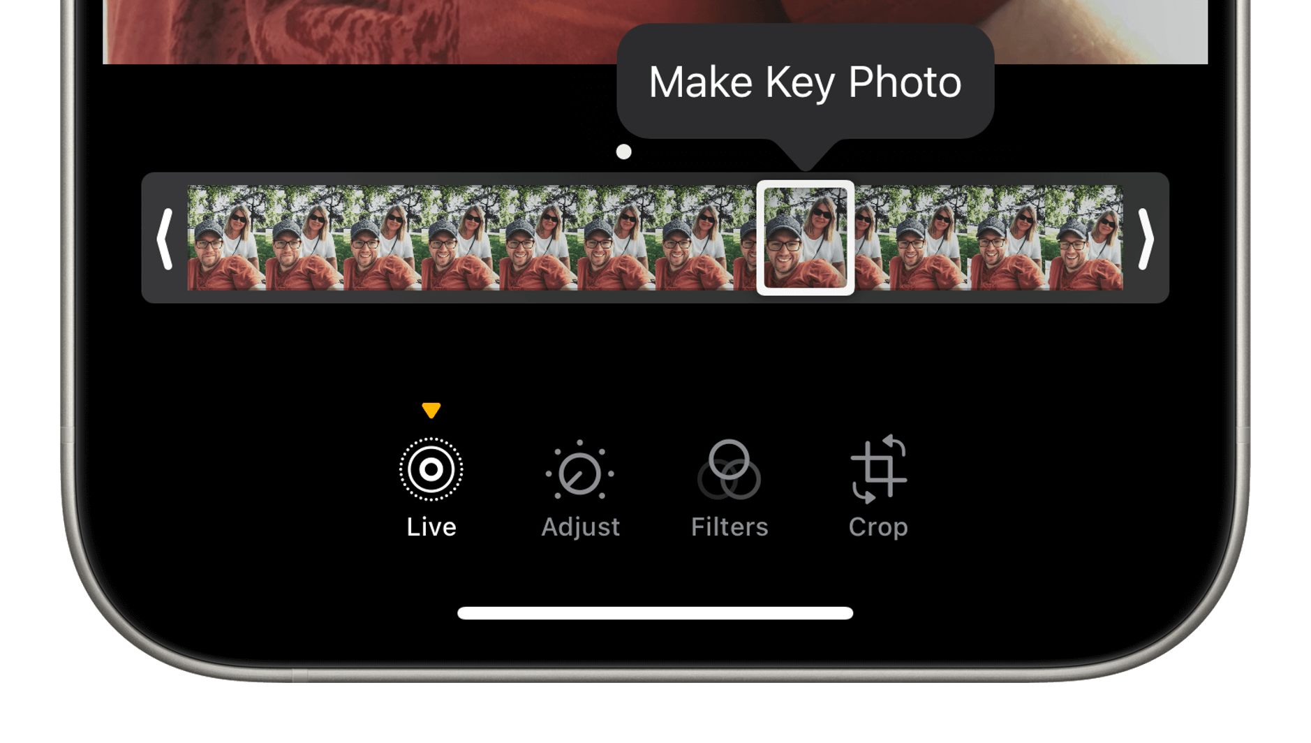 Screenshot aus der Foto-App, die die Änderung des Schlüsselfotos demontiert.